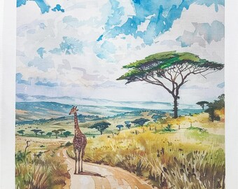 The Plains of Kenya large cotton tea towel