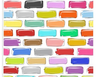 Colourful Brickwork Design Drink Coasters, Square, Cork Backed, 9.5 x 9.5 Centimetres, Set of 4