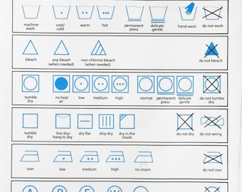 Laundry Symbols - Large Cotton Tea Towel for the Laundry Expert
