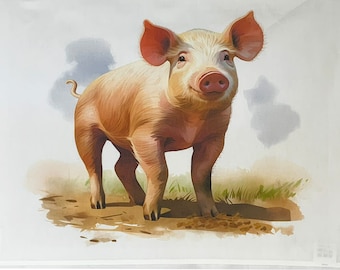 Pigs on the Farm Large Cotton Tea Towel