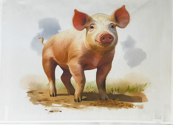 Pigs on the Farm Large Cotton Tea Towel