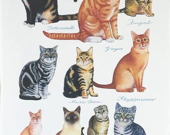 The Cat Show Large Cotton Tea Towel