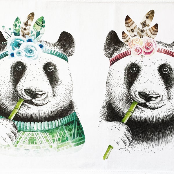 The Glamourous Mr and Mrs Panda - Large Cotton Tea Towel
