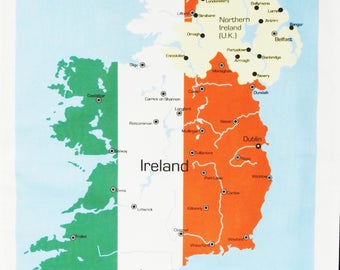 Map of Ireland and Northern Ireland - Large Cotton Tea Towel