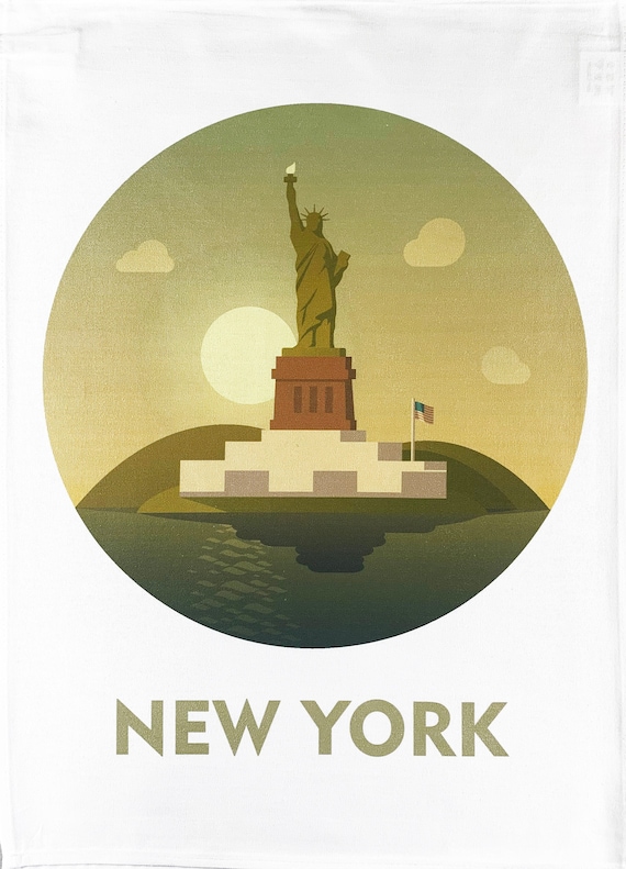 New York City Cotton Tea Towel: Statue of Liberty Kitchen Decor
