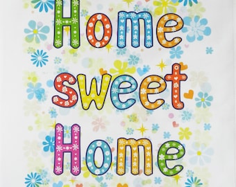 Colourful Home Sweet Home Cotton Tea Towel