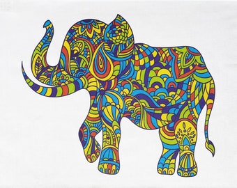 The Colourful Elephant - Large Cotton Tea Towel