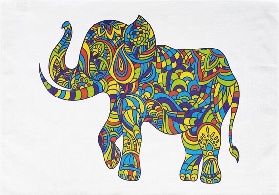 The Colourful Elephant - Large Cotton Tea Towel