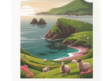 Ring of Kerry large cotton tea towel 100% Cotton, White, 65 x 47 cm