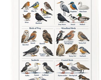 British Birds cotton  tea towel - assorted designs