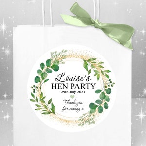 Hen Party Bags Personalised Favours Gift Bags With Ribbons Bows Botanical Gold Dust x1