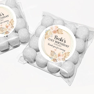 Birthday Party Favours Sweet Bags Kits Personalised Pampas Flowers x12