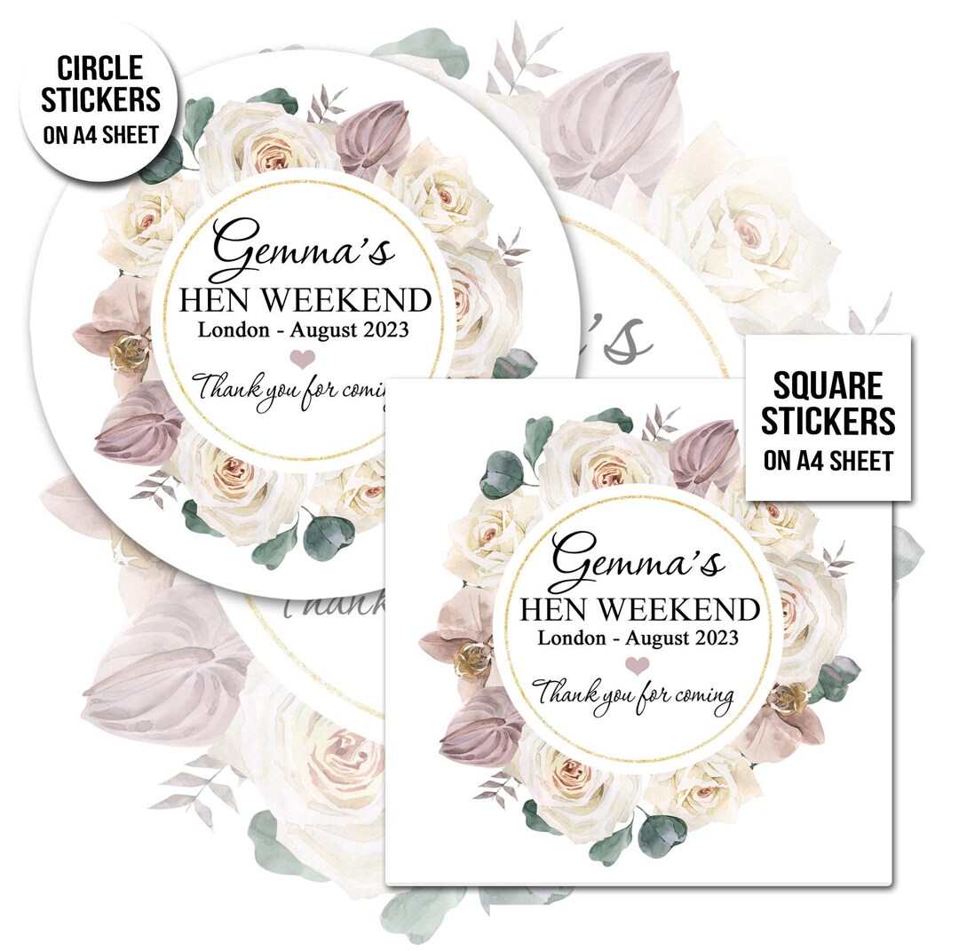 Personalised Hen Party Stickers Party Bags Stickers Favour Etsy