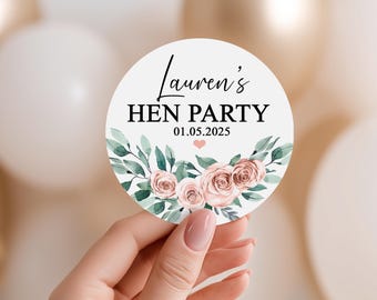 Personalised Hen Party Stickers Boho Floral Bouquet 1x A4 Sheet