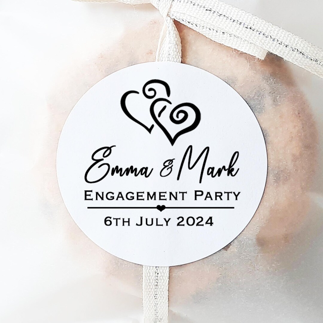 Personalised Engagement Stickers Favours Labels Black White Linked ...
