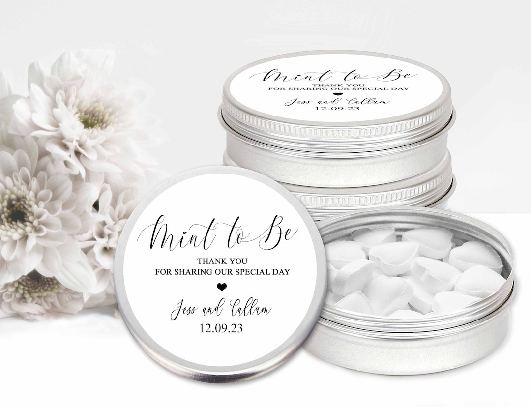 Personalised Wedding Favours Mint Tins Black and White Mint to Be 5cm ...