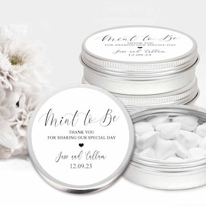 Personalised Wedding Favours Mint Tins Black And White Mint To Be 5cm x1