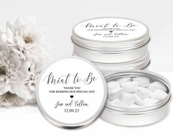 Personalised Wedding Favours Mint Tins Thank You Table Gifts For Guests Black And White Mint To Be 5cm x1