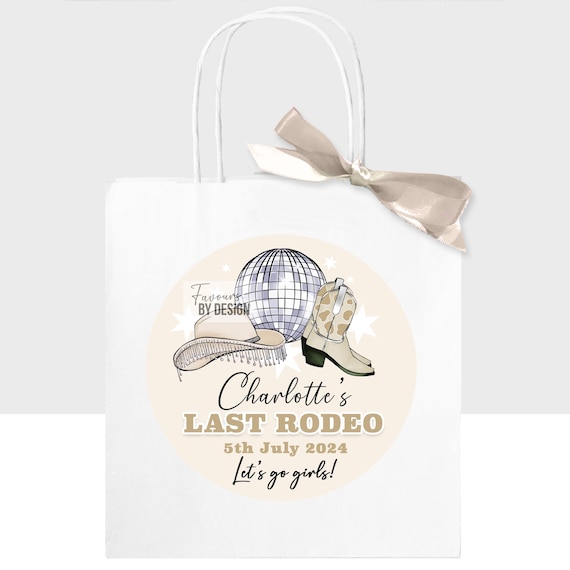 Hen Party Bags Personalised Beige Last Rodeo Cowgirls Disco  x1