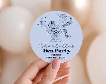 Personalised Hen Party Stickers Blue Cowgirl Personalised A4 Sheet x1