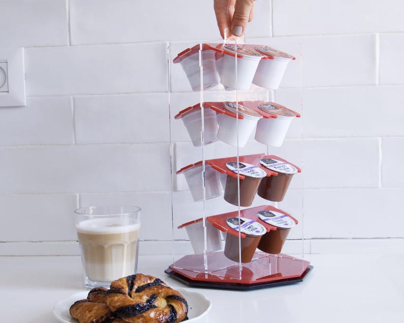 Red Keurig Coffee Pod Holder Clear Rotate Kcup Carousel Etsy