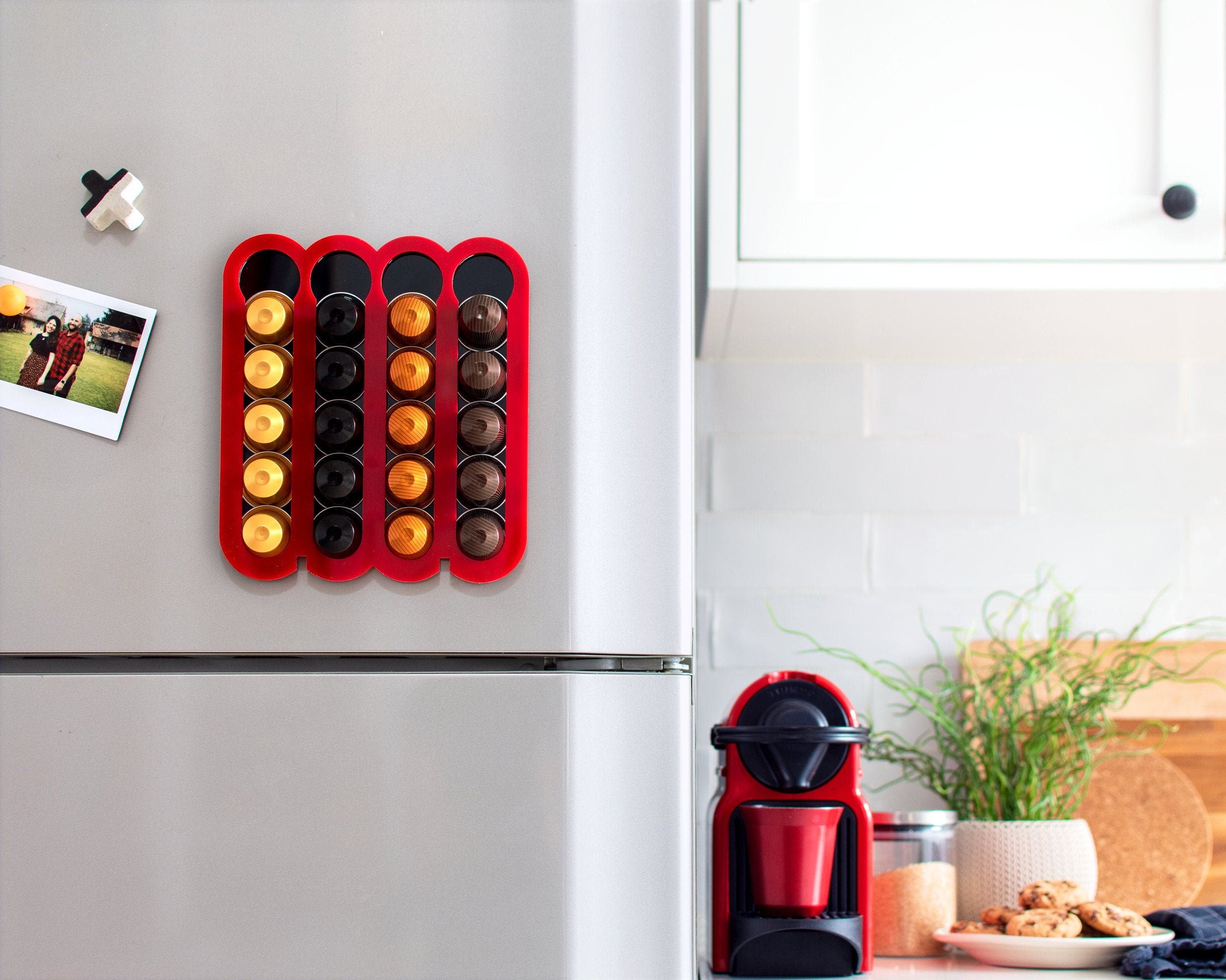 Magnetic Coffee Pod Holder Red Fridge 