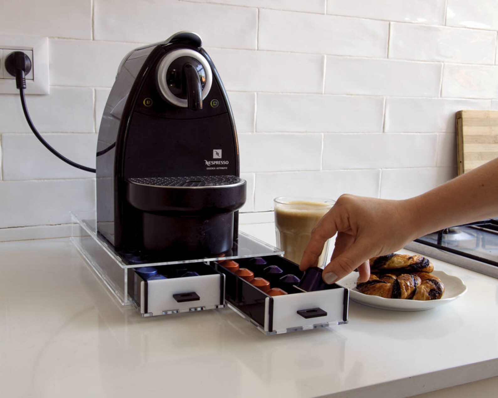 White Nespresso Original Capsules Drawer Large 28 Coffee