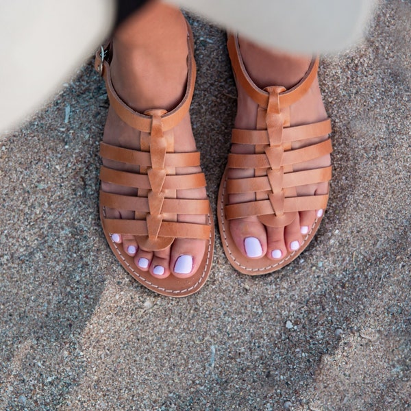 Sandales spartiates en cuir pour femmes 61