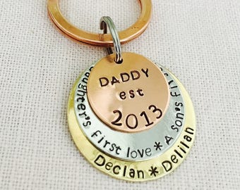 Fathers Day Family Keychain, PopPop Keychain, Grandpa Keychain, Dad Keychain, Personalized Dad Gift, New Father Gift, Grandfather Gift