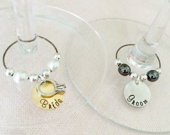 Wedding Wine Glass Charms: Bride & Groom, Bridal Party Gifts