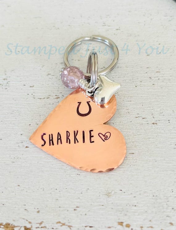 Personalized Copper Heart Bridle Tag: Hand Stamped Horse Charm