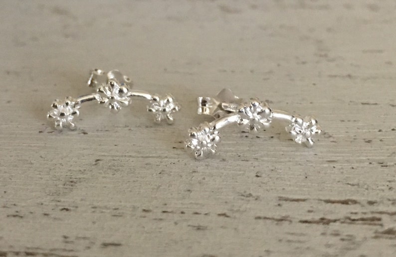 Sterling Daisy Flower Ear Climber Earrings Flower Earrings