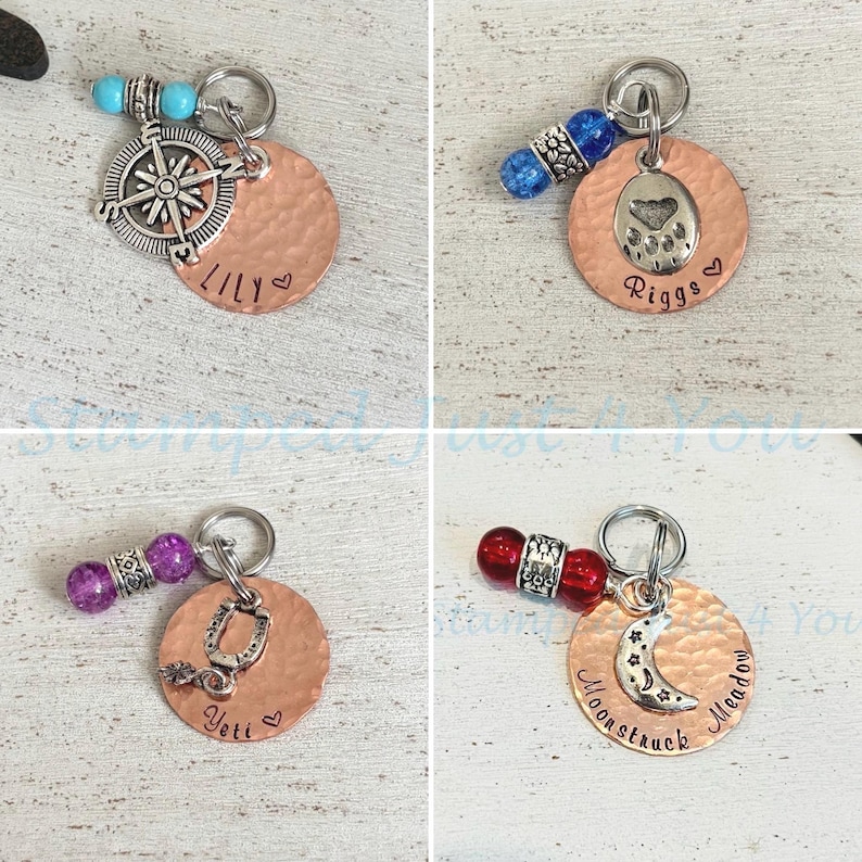 Personalized Horse Bridle Tag: Hand Stamped Copper Charm image 8