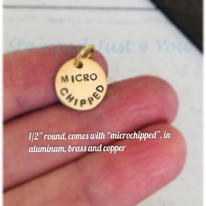 Micro Chipped Pet Tag, Micro chipped dog tag add-on, microchip cat tag, Microchipped pet charm, Microchipped Pet Tag,  Dog Tag