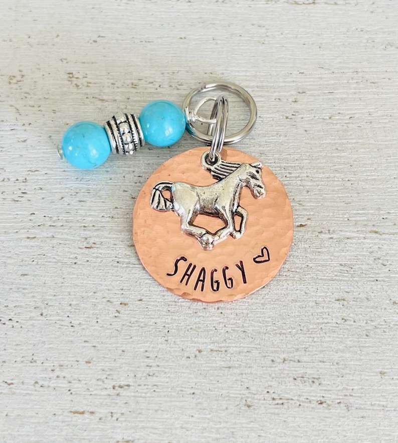 Personalized Horse Bridle Tag: Hand Stamped Copper Charm image 12