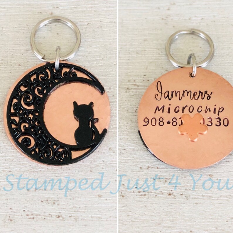 Handstamped Personalized Cat Name Tag Cat ID Tag Large Cat Etsy