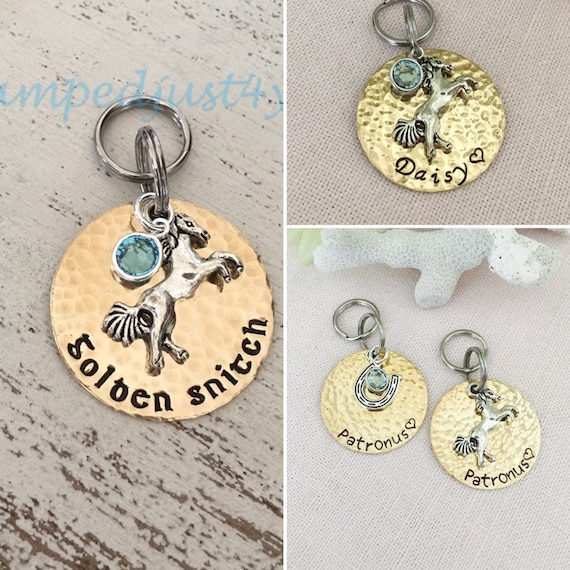Personalized Hand Stamped Bridle Tag, Horse Charm Keychain