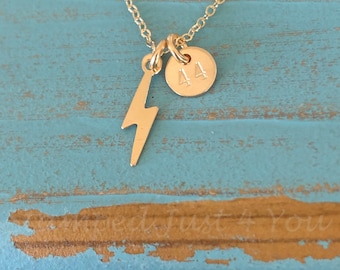 Custom Lightning Bolt Necklace: Sterling Silver or Gold Filled Charm