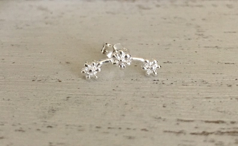 Sterling Daisy Flower Ear Climber Earrings Flower Earrings