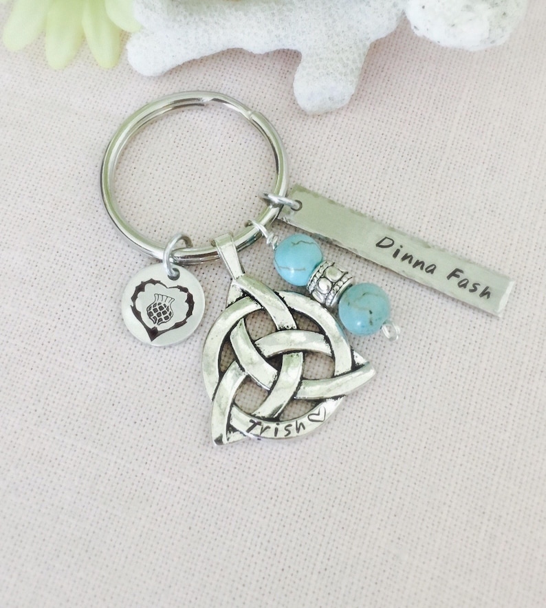 Personalized Celtic Knot Keychain Scottish Keychain Kilt Etsy