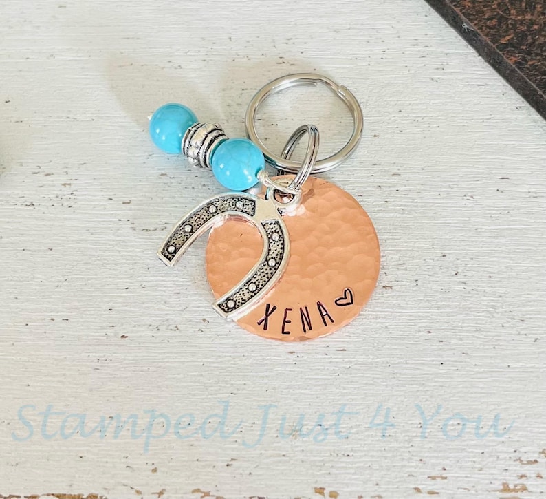 Personalized Horse Bridle Tag: Hand Stamped Copper Charm image 6