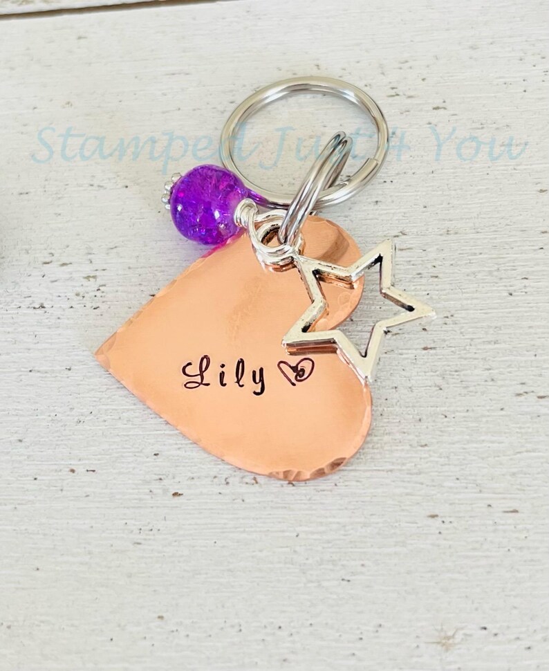 Personalized Copper Heart Bridle Tag: Hand Stamped Horse Charm image 6
