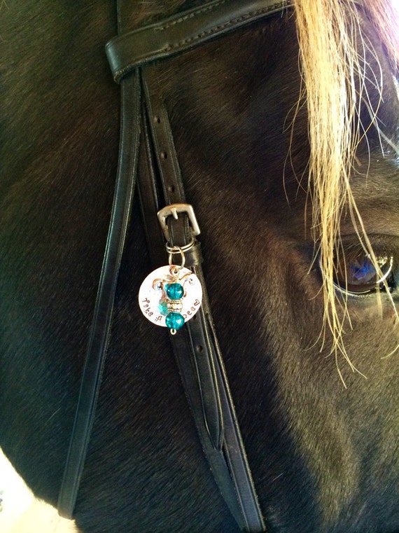 Personalized Horse Bridle Tag: Hand Stamped Copper Charm