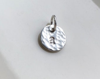 Hammered Sterling Silver Initial Charm: Hand Stamped Monogram