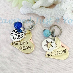 Custom Dog, Cat ID Tag, Pet Tag, Bridle Tag, Small Dog Tag, Cat Tag with charm, Microchipped Pet Tag, Pet ID Tags, Microchipped Tag,
