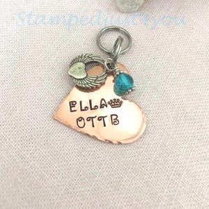 Personalized Copper Heart Bridle Tag: Hand Stamped Horse Charm image 2