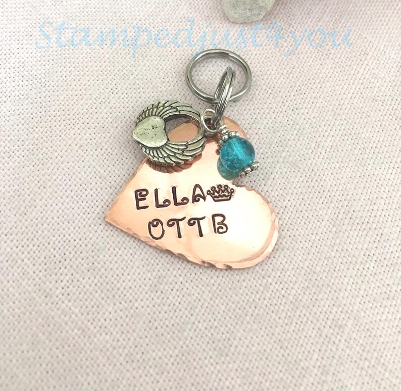 Personalized Copper Heart Bridle Tag: Hand Stamped Horse Charm image 2