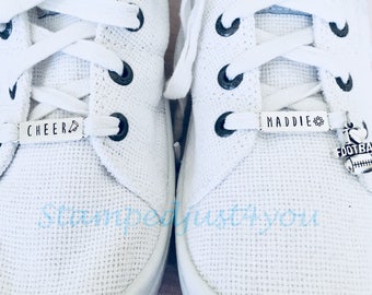 Custom Cheerleading Shoe Charms, Personalized Team Sports Shoe Lace Charms
