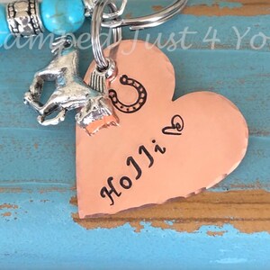 Personalized Copper Heart Bridle Tag: Hand Stamped Horse Charm image 5