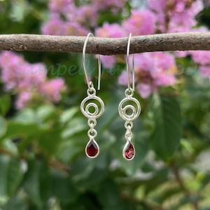 Sterling Silver Garnet Earrings, January Birthstone Gift